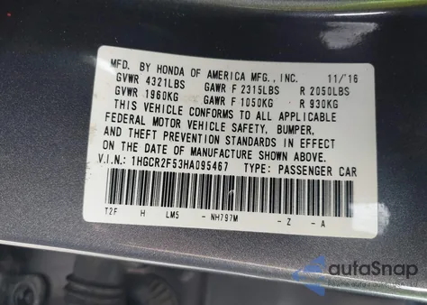 2017 Honda Accord Sport из США, поврежденный, VIN 1HGCR2F53HA095467